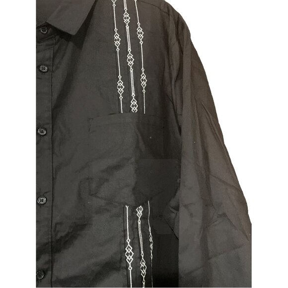 Mens Rockabilly Shirt Black Contrast White Stitching 2XL Hot Rod Bowling Swinger - Picture 4 of 7